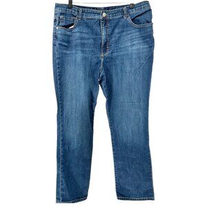 Lee Jeans Womens 18 Relaxed Fit Straight Leg High Rise Instantly Slim Blue Denim
